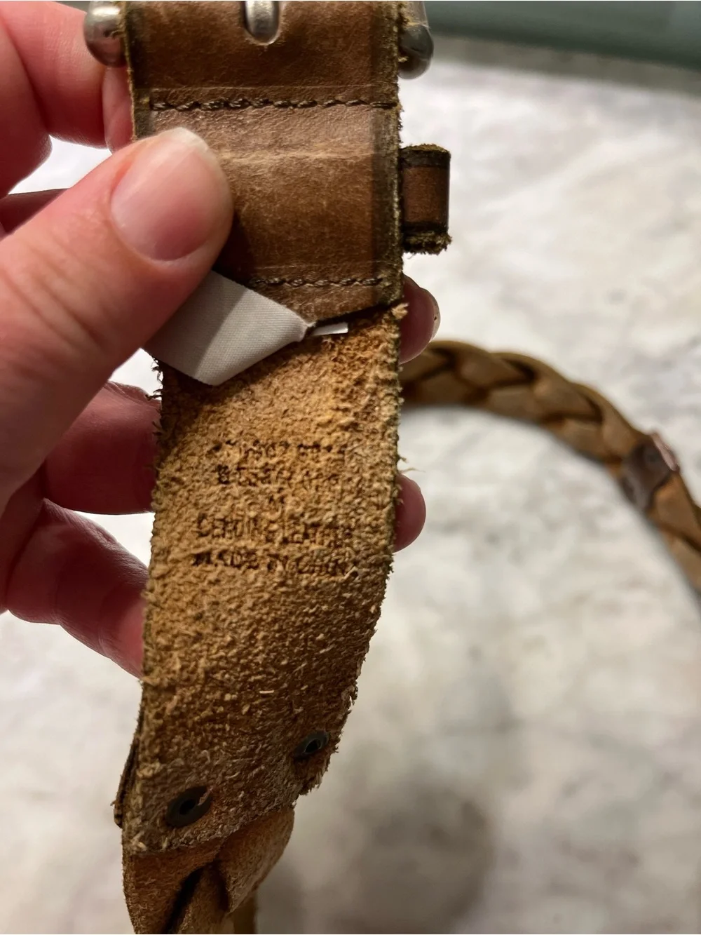 Fossil Braided Tan Leather Belt with Silver Buckle